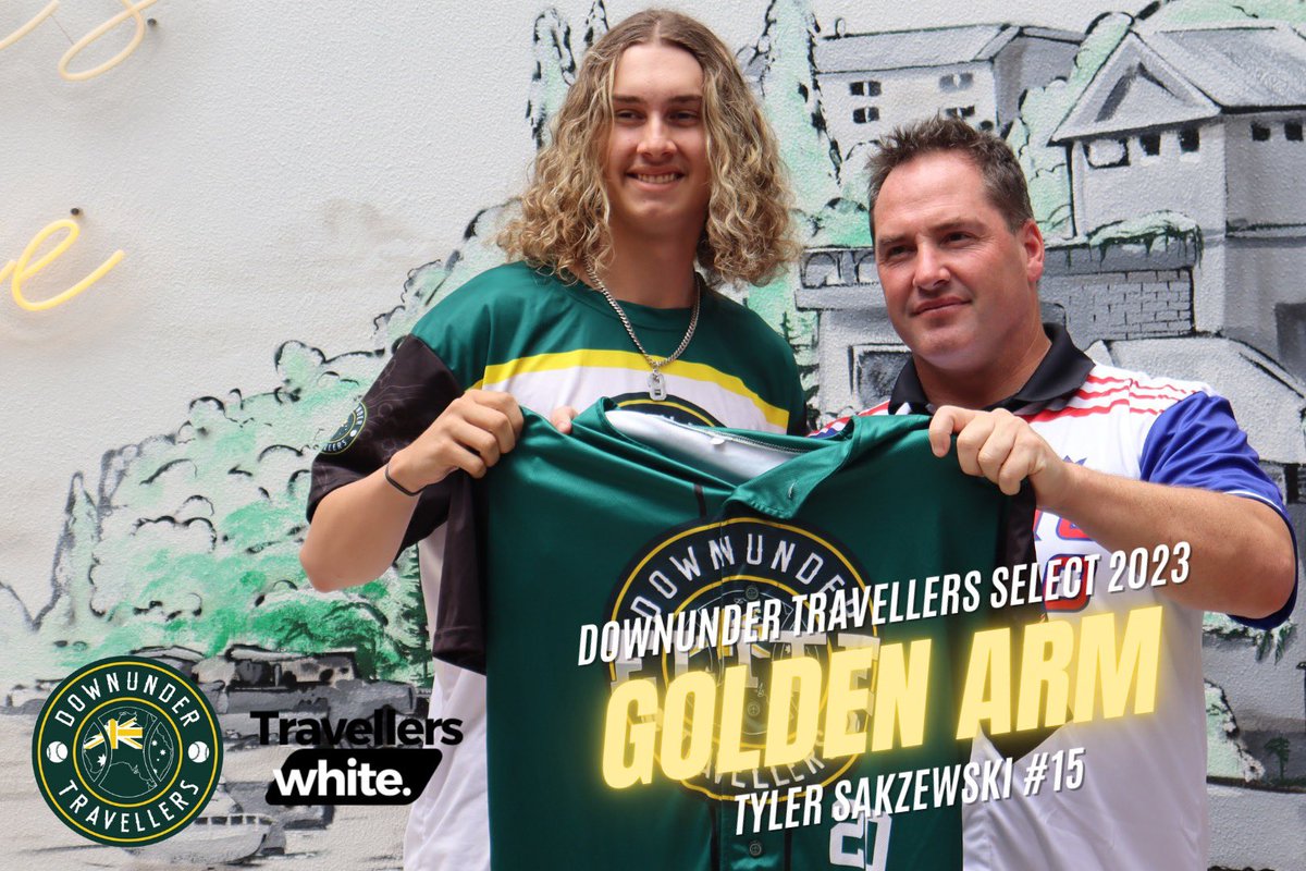 Congratulations to Tyler Sakzewski our golden arm at the DownUnder Travellers Select tournament
Tyler threw a complete game verse Puerto Rico to get the victory! Tyler opened the game for Travellers White.  10 hits, five runs, 3 earned over 6 innings, striking out 5 and walking 1