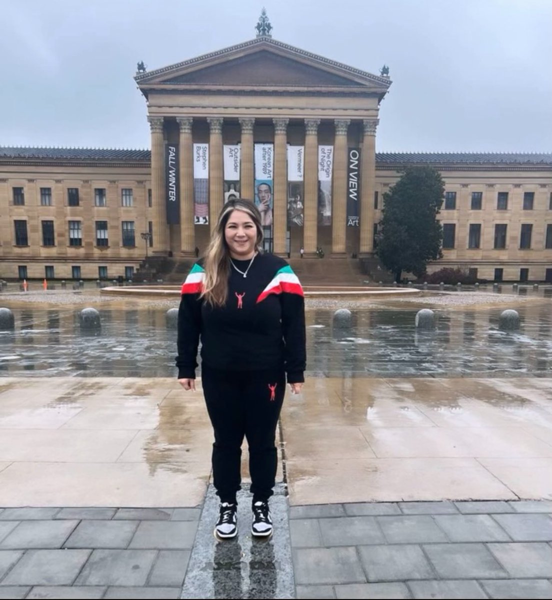 Check out Rebecca on top of the Rocky steps in our Rocky IV jogging suit. We thank you for the support. #SylvesterStallone #Rocky #RockyBalboa #SlyStallone #Philadelphia