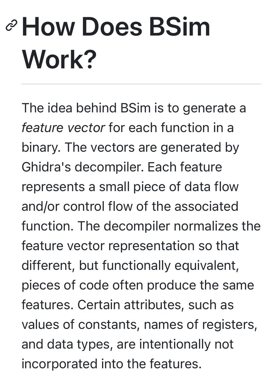 anttitikkanen's tweet photo. Latest Ghidra has function similarity search built in, using feature vectors calculated by the decompiler. https://t.co/ywSesC7BCp