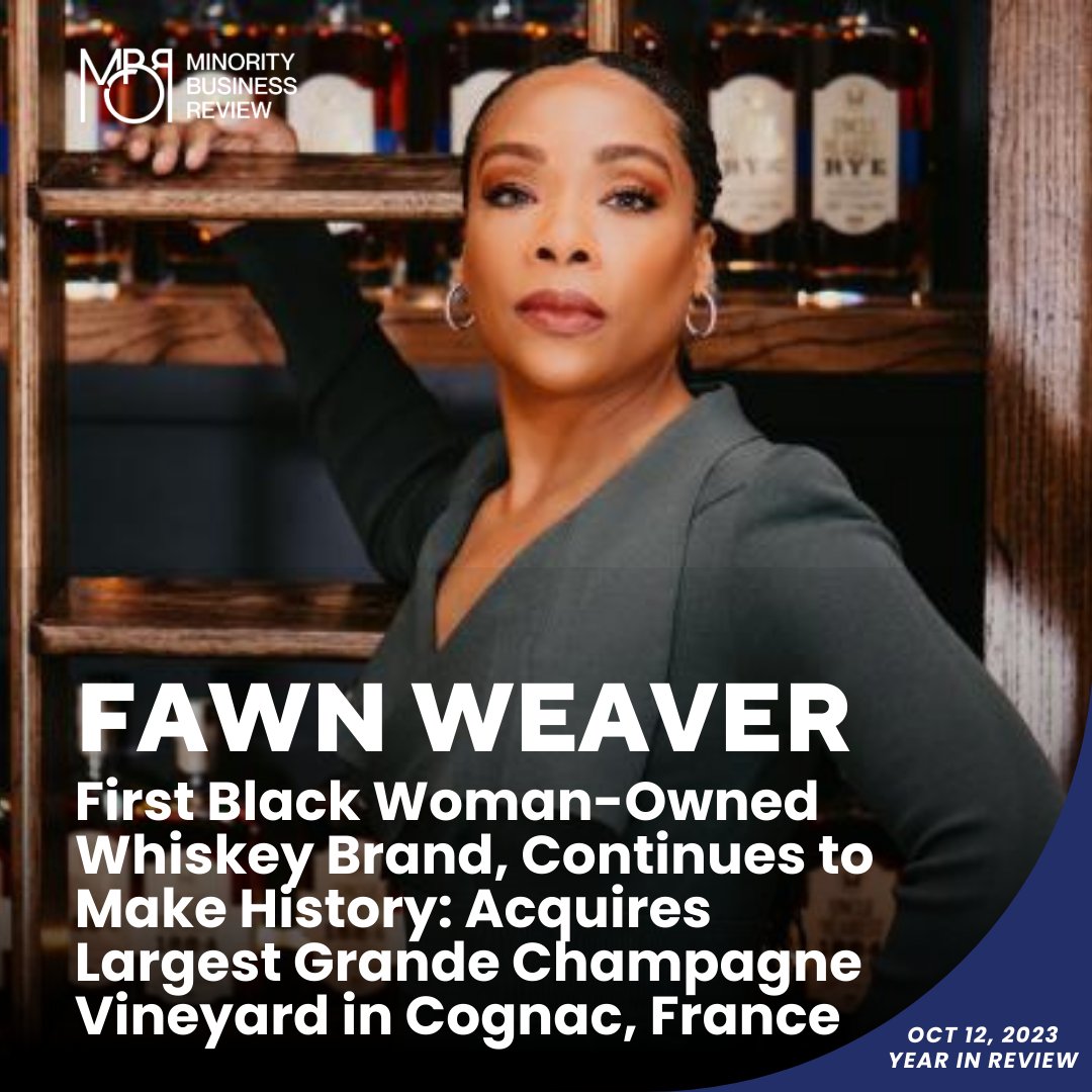 Minoritybizmag's tweet image. As part of our year-end review, we&apos;re toasting Fawn Weaver&apos;s legacy with Uncle Nearest! 🥃 She is not only the first Black woman to own a whiskey brand but is now a 350-year-old estate owner in Cognac, France. Cheers to rewriting history🌟#MBRmag #MinorityViews #diversethoughts