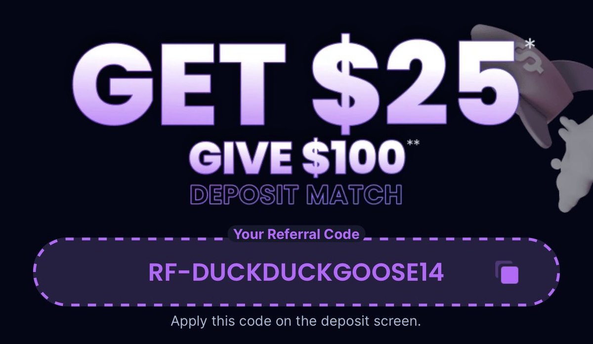 HunnitLocks's tweet image. If you are not on #PrizePick, #Sleeper, #Underdog , #Fliff or #ParlayPlay yet use my referral code below for $100 FREE ON EACH APP 🤑

@PrizePicks

app.prizepicks.com/sign-up?invite…

@SleeperPicksHQ 

sleeper.com/promo/RF-DUCKD…

@parlay_play 

parlayplay.io/account/signup…

@UnderdogFantasy…