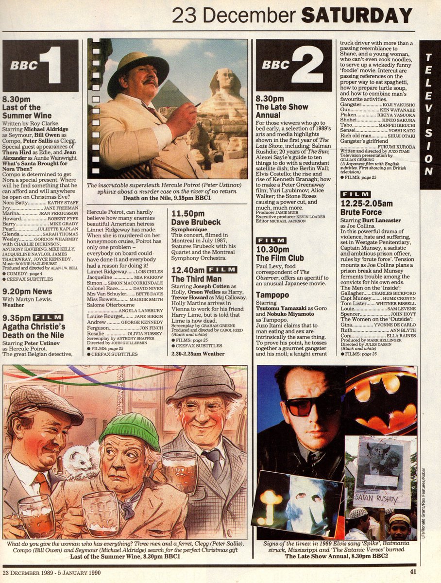 CHRISTMASTV: In the run up to Christmas, was the Saturday before Christmas any better TV wise in 1989?  Any favourites or memories here?