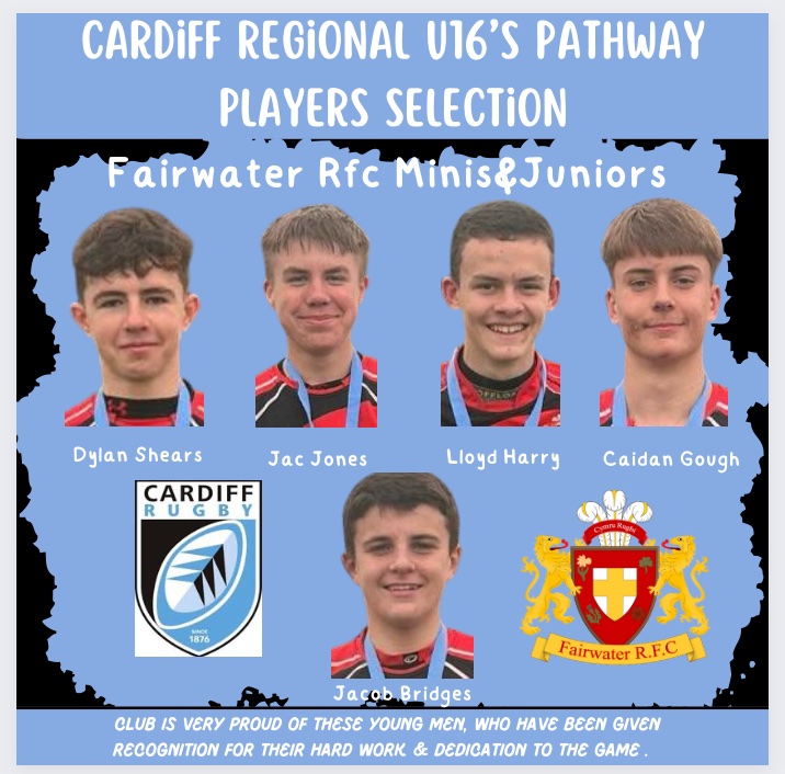 We love to share Club Player Achievements and this is one to shout about. 5 boys selected to represent & play for Cardiff’s U16’s Regional Pathway. We are so very proud of you all lads. Dylan, Jac, Lloyd, Caidan & Jacob. Go enjoy the experience & make memories @Cardiff_Pathway