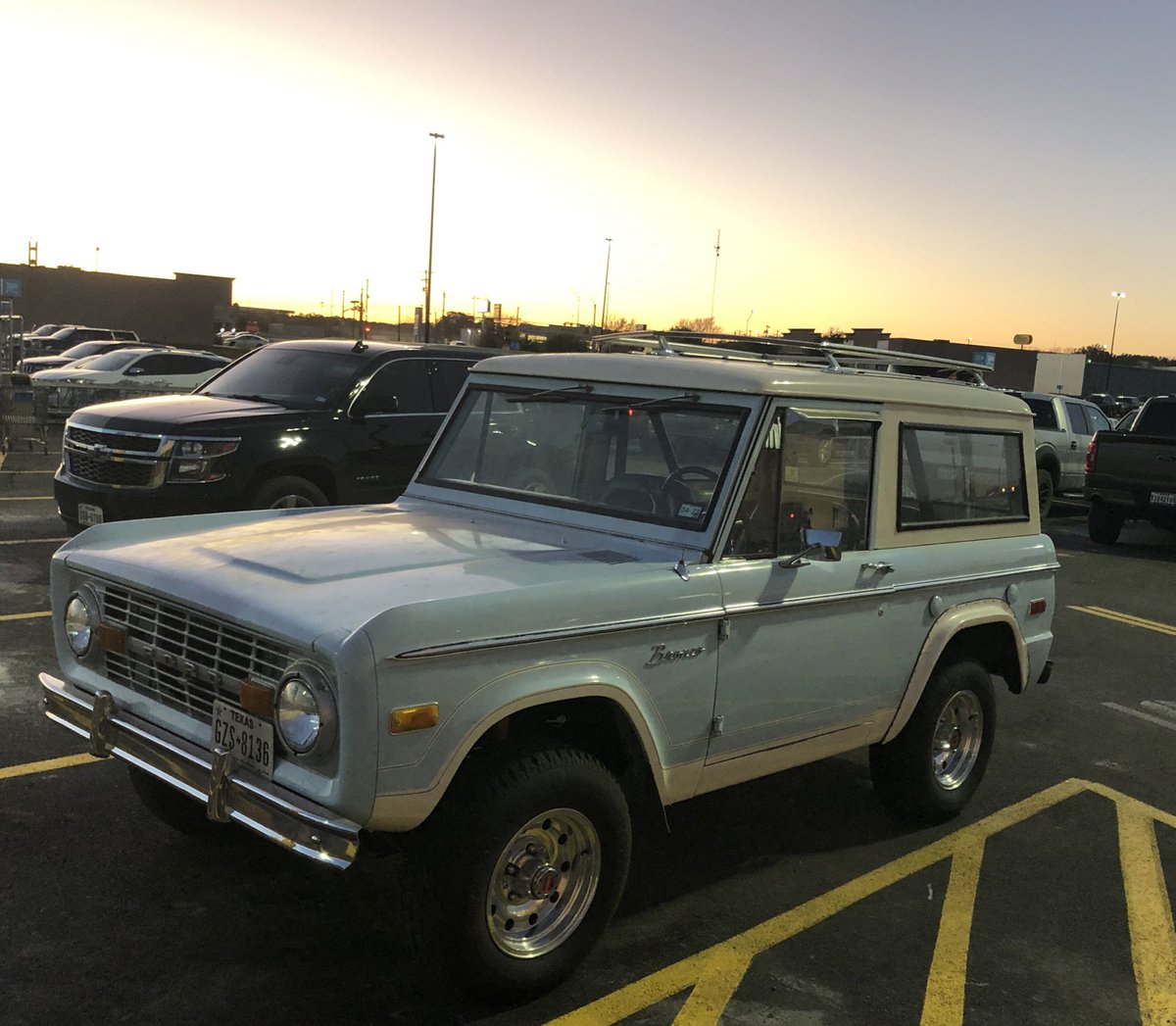It’s been a few months so I took Baby on a date to Walmart tonight.  #76Bronco #VintageBronco #EarlyBronco #FordBronco #Texas