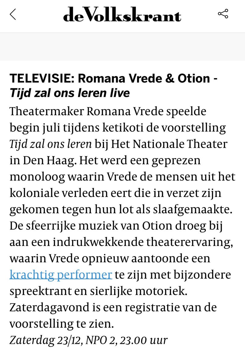 23 dec npo2 22.50u 
tijd zal ons leren 
Zo trots op deze
Voorstelling 🥹