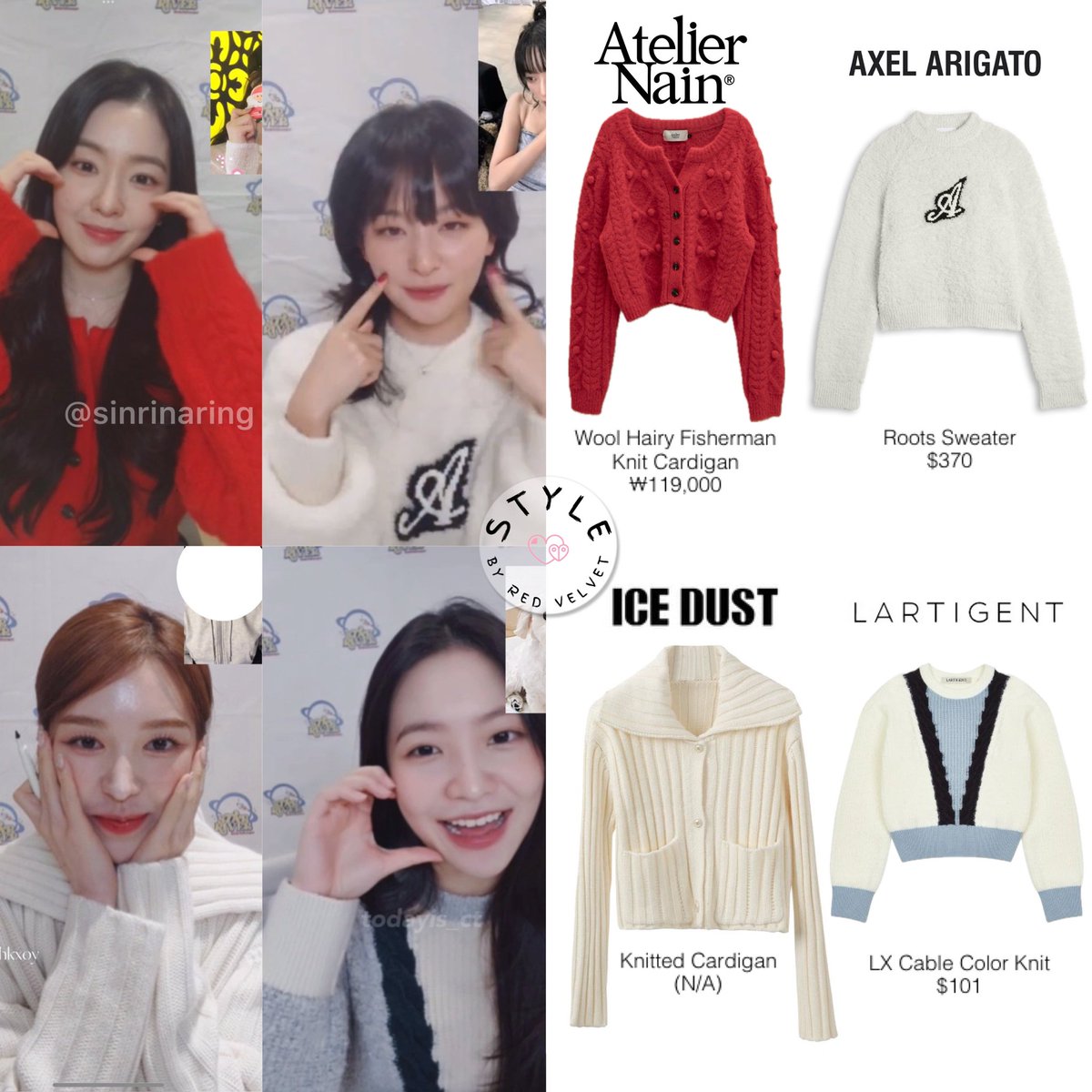 Red Velvet 🎀 231222 'Chill Kill' Star River Video Call Fansign 
⁣
ATELIER NAIN, AXEL ARIGATO, ICE DUST, LARTIGENT

#REDVELVET #레드벨벳 #styleby_irene #styleby_seulgi #styleby_wendy  #styleby_yeri