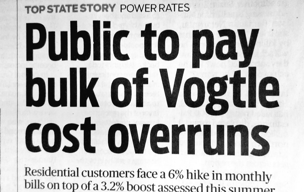 @timechols @jessica_moerman .
No proper PSC would dump mistakes costs made by the regulated monopoly onto captive customers. Is there corruption related to Vogtle Venture costs? ?  Aagpc.org