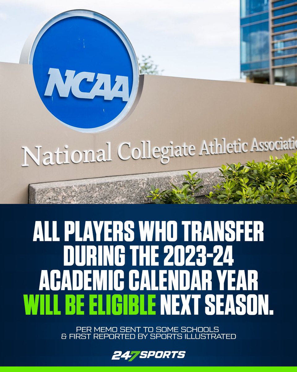 There are already 1,825 FBS players in the transfer portal and that number could soar now that multi-time transfers are allowed to transfer without penalty looking toward the 2024 season. MORE: 247sports.com/article/ncaa-m…