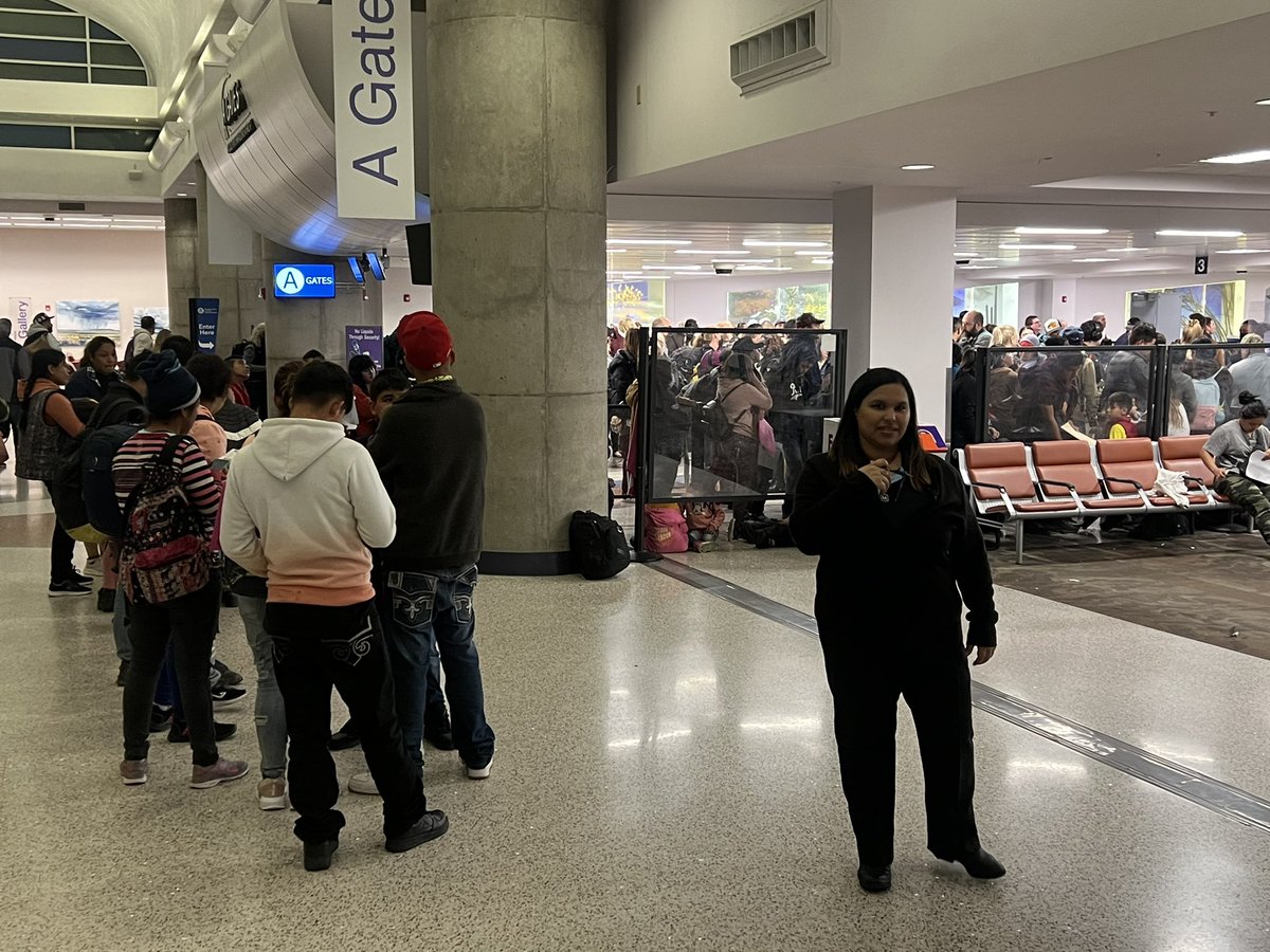 Flying out of Tucson airport tonight and the terminal is full of illegal immigrants released into the US with their DHS paperwork. Airport personnel are directing them into a specific “immigration line” at security while all other passengers go thru regular line. I likely saw…