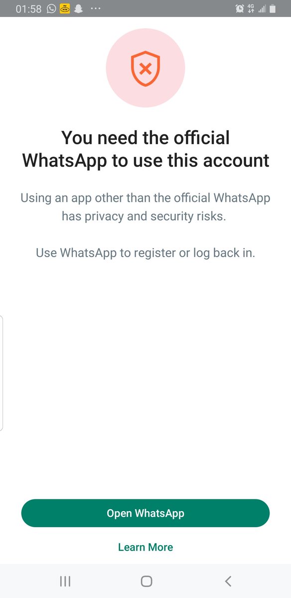 <a href="/WhatsApp/">WhatsApp</a> Hi Team, my WhatsApp keeps telling me this error message u need the official WhatsApp to use the account despise the fact that I downloaded it from the authorized play store .I have tried reinstalling,updating and restarting without success .pls help me 
my number:+2347048906760