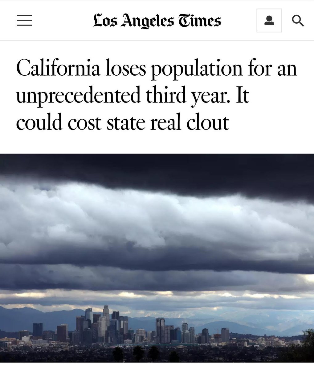 Newsom claims the California Exodus is a 'Fox News myth.' It appears the LA Times has joined the conspiracy. For 170 years our population grew. The Newsom governorship swiftly changed that. We're now on track to lose five seats in the House at the end of the decade.