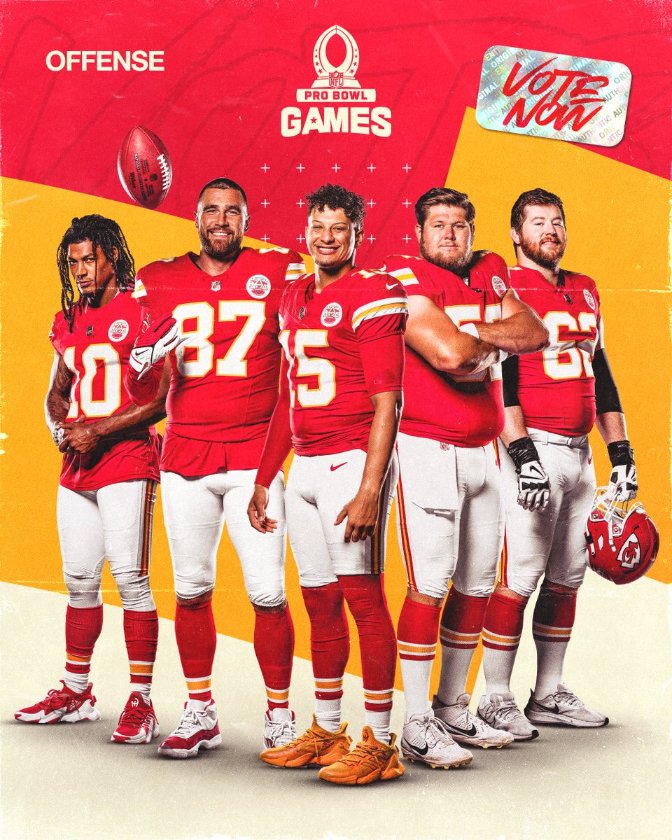 IT'S DOUBLE VOTE DAY. #ProBowlVote 

1 RT = 2 votes ☑️ Get our offense in the Pro Bowl!

<a href="/PatrickMahomes/">Patrick Mahomes II</a> | <a href="/tkelce/">Travis Kelce</a> 
<a href="/isiah_pachecoRB/">Isiah Pacheco</a> | <a href="/RiceRashee11/">Doub11e_R</a>
<a href="/MVS__11/">Marquez V-S</a> | Kadarius Toney | <a href="/jwat05/">Justin Watson</a> 
<a href="/skyymoore24/">24</a> | <a href="/jawaan_taylor74/">Jawaan M. Taylor ♛</a>
<a href="/creed_humphrey/">Creed Humphrey</a> | <a href="/treysmith/">Trey Smith</a>
<a href="/DSmith_76/">Donovan Smith</a> | <a href="/JosephThuney/">Joseph Thuney</a>