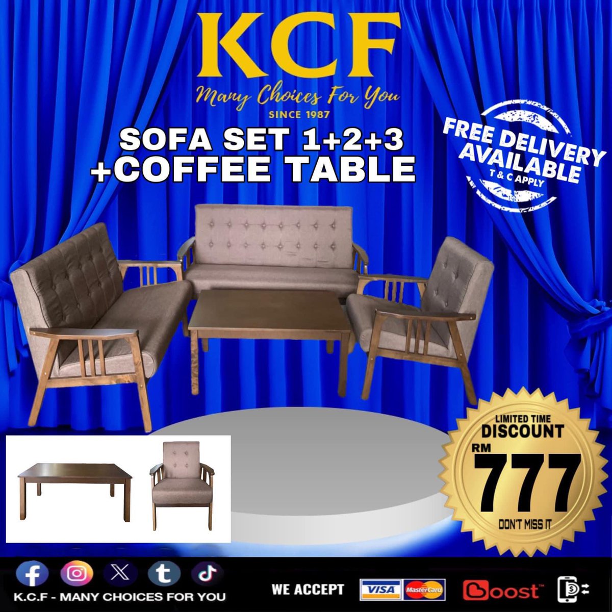#NewProduct 🔥 

#SofaSet#RM777

#CCM > RM130 > 6months
 
❤️🧡💛💚💙💜🖤🤍🤎

#KCF💗

 #ManyChoicesForYou💘

#Boost ✅ are available.

#DebitCard ✅, #CreditCard ✅and 
#OnlineBanking ✅ are acceptable.

#Installment ✅0% interest for #PublicBank creditcard member.