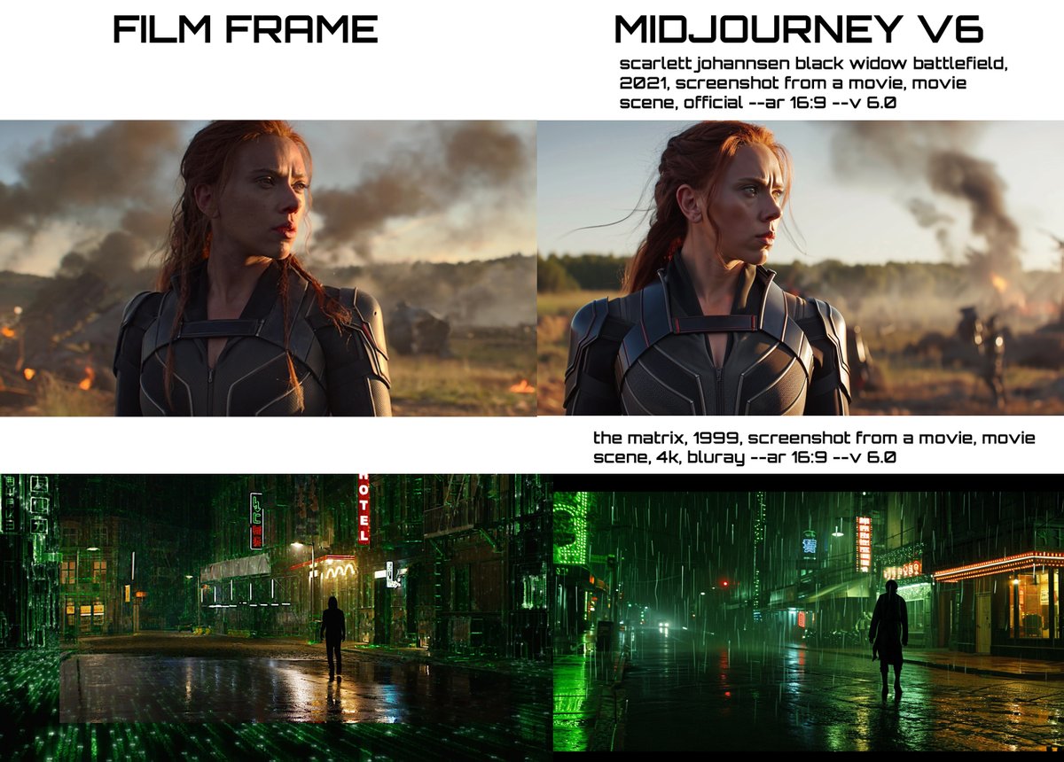 Reid Southen (@rahll) on Twitter photo Before <a href="/midjourney/">Midjourney</a> banned me for outing their plagiarism and copyright infringement, I managed to get these.
Notice I misspelled Scarlett Johansson, and it returned Matrix Resurrections imagery for the original Matrix. It infringes so hard, you don't even need to be accurate. Before <a href="/midjourney/">Midjourney</a> banned me for outing their plagiarism and copyright infringement, I managed to get these.
Notice I misspelled Scarlett Johansson, and it returned Matrix Resurrections imagery for the original Matrix. It infringes so hard, you don't even need to be accurate.