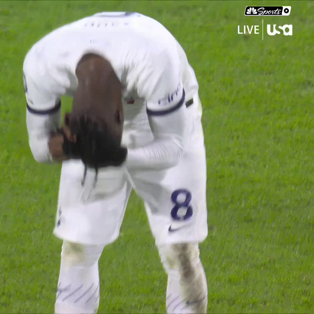 After a VAR review, Yves Bissouma is shown a red card for a reckless challenge. He'll now miss FOUR games due to it being his second red card of the season.