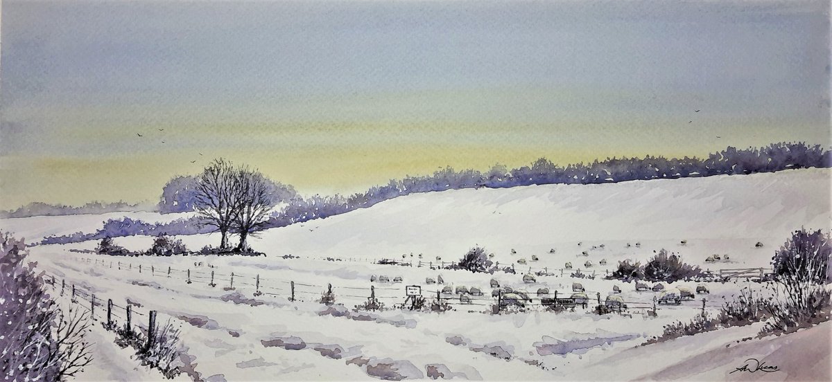 ' Odstock ', Salisbury, England. I hope you enjoy #watercolor #snow #paintingoftheday #Winter #art