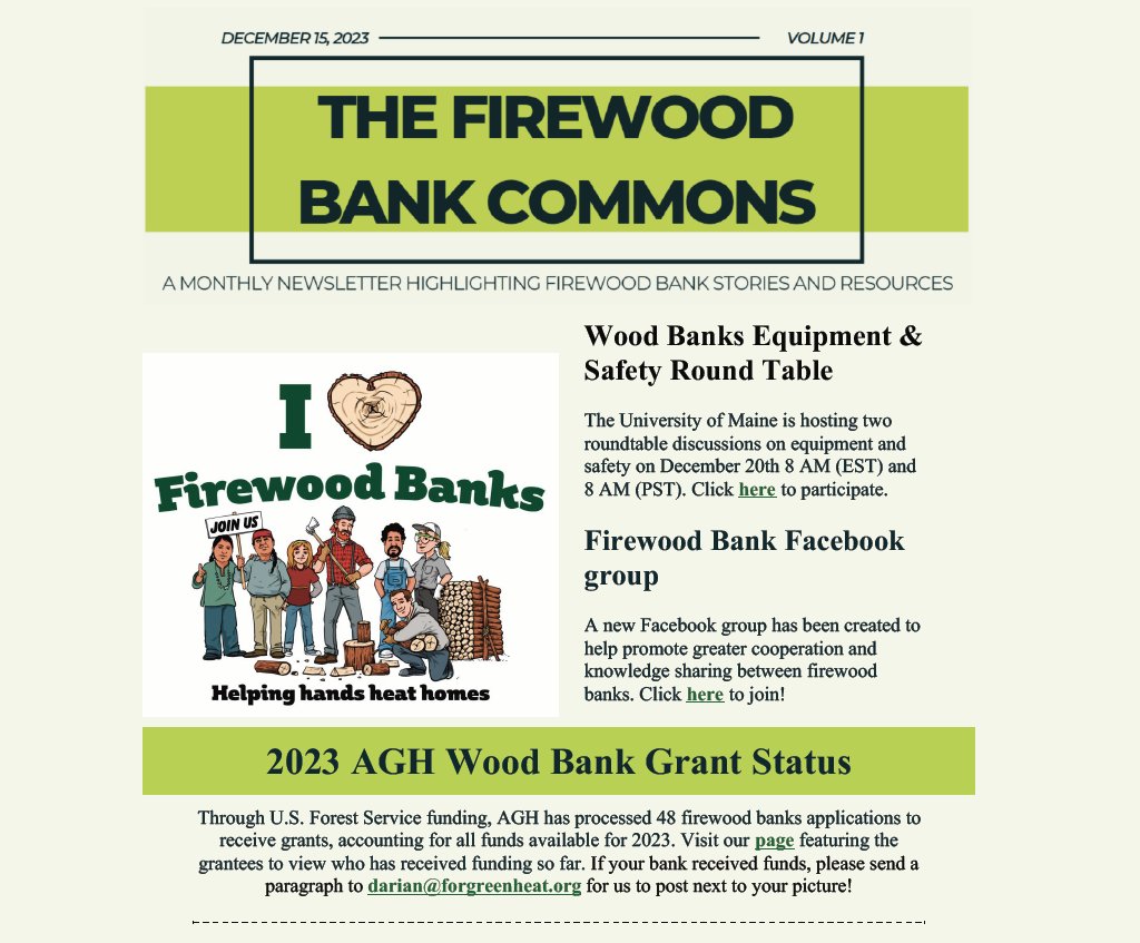 ForGreenHeat's tweet image. we&apos;ve launched a new monthly newsletter called &quot;The Firewood Bank Commons&quot; 

to make sure the January issue lands in your inbox, go to firewoodbanks.org to &quot;sign up for updates&quot; 

missed the December issue? Find it here: firewoodbanks.org/thewoodshed