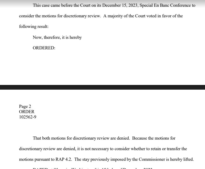 wilnerhotline's tweet image. Washington's high court denies the request for review. Stay is lifted. Big day for WSU and OSU.
