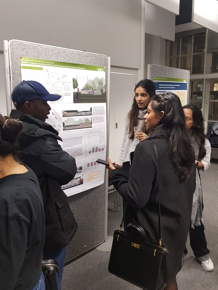 MavrogianniAnna's tweet photo. What a fantastic end to Term 1! Great to see the final student group design projects for the Natural and Mechanical Ventilation in Buildings module during our poster event @UCL_IEDE yesterday. 👏👏👏 A big thank you to everyone who's supported the module this year. https://t.co/N7iDptOBnt