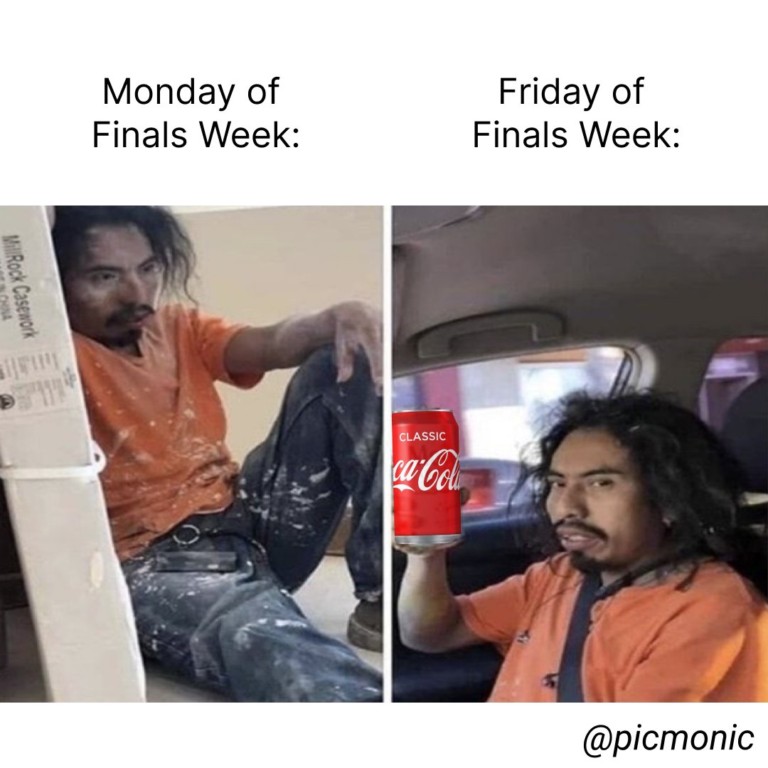 Finals week is like... 

#meme #healthcarememe #nursing #medicine #medschool #nursingschool #school #healthcareworker #healthcarestudent #rnstudent #lpnstudent #otstudent #medstudent #medicalschool #dptstudent #pastudent #pharmstudent #cnastudent #studentmeme #picmonic #funny