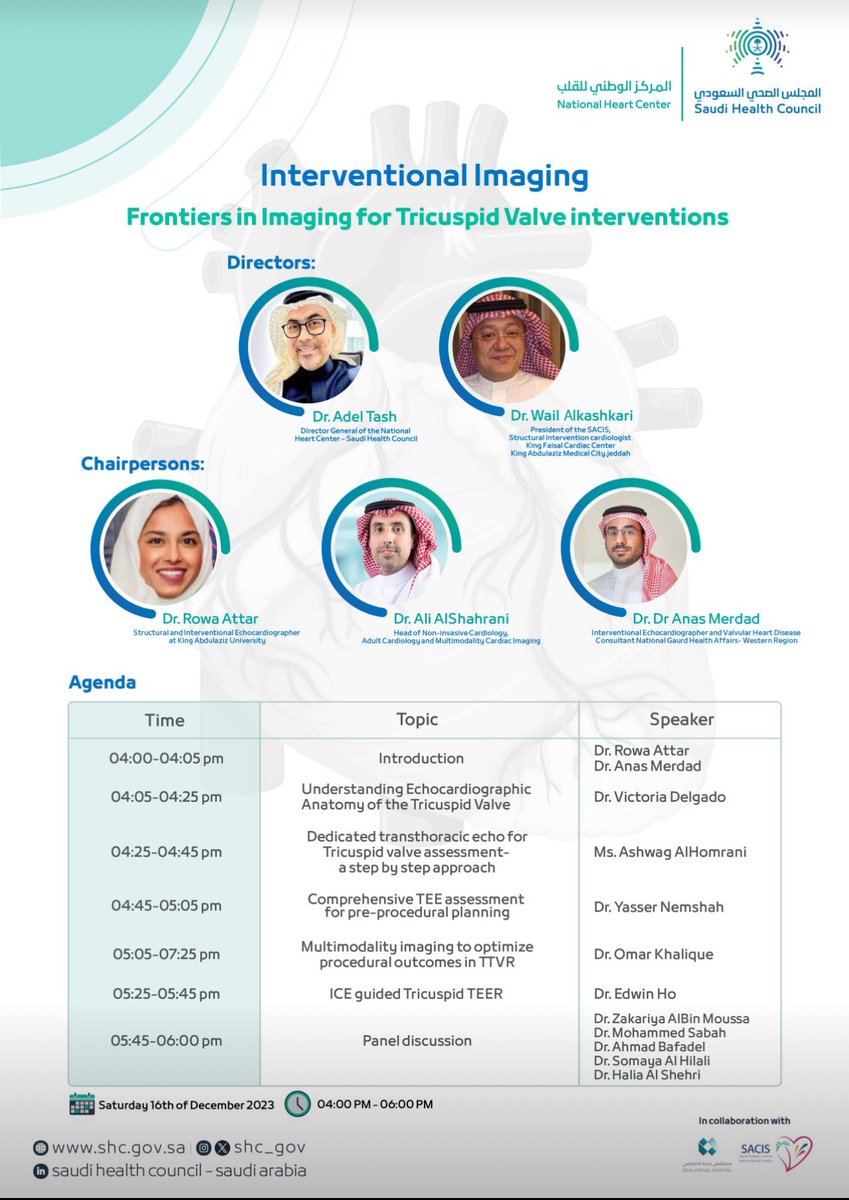 Dive into the world of tricuspid imaging with us tomorrow! Join the all-encompassing webinar covering TTE, TEE, ICE, and CT from 4-6 pm Saudi Time (8-10 pm EST). See you there! us06web.zoom.us/webinar/regist… #tricuspid @RHAAttar @OKhaliqueMD @VDelgadoGarcia @EchoAshwag @EdwinHoMD