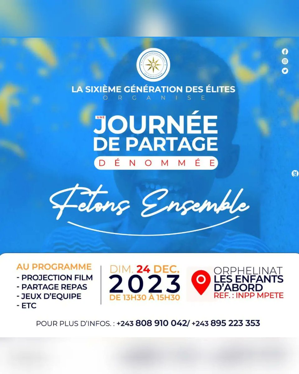 G6Elites's tweet photo. Le Vrai Bonheur  résulte à offrir ce qu'on a de plus précieux,

À l'occasion de nos deux ans d'existence et des fêtes de fin d'année nous avons concocté à les célébrer à les plus jeunes. 
Nous y serons pour leurs offrir un sourire vrai et partager l'âme des Elites. https://t.co/V8qRpfnnCa