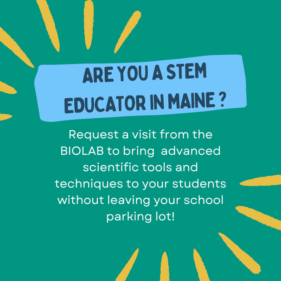 Maine Mobile BIOLAB applications are still open! Visit our website to learn more and complete our simple application by December 21 to request a visit in the new year! mainemobilebiolab.org