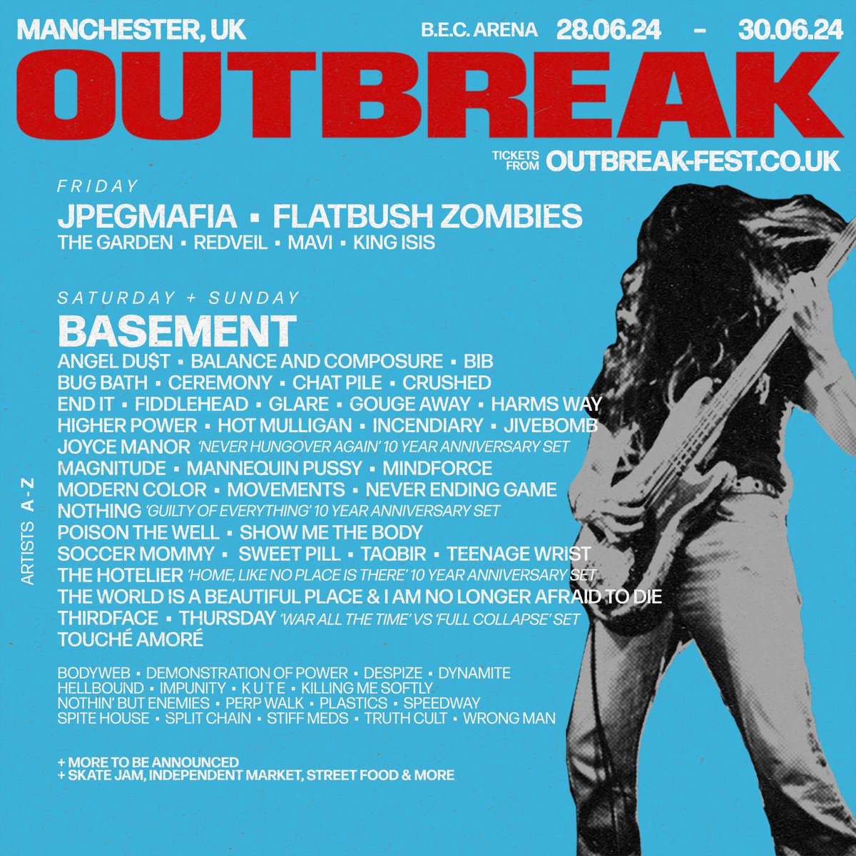 Manchester! Can’t wait to see you at @OutbreakFest in June! Tickets are on sale now 🩵🎸 outbreak-fest.co.uk