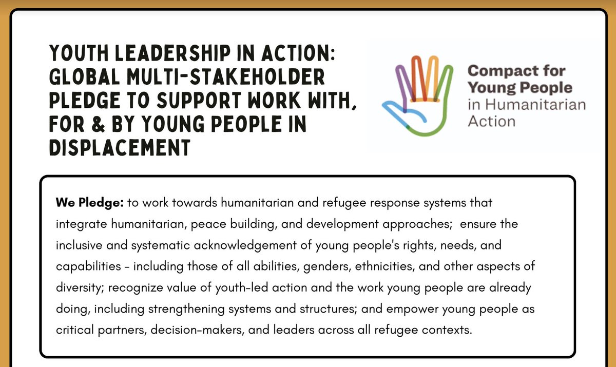 Youth Leadership in Action: Global Multi-Stakeholder
Pledge to Support Work With, For &amp; By Young People in Displacement: youthcompact.org/s/MSP-Youth-CY… #youthcompact #Youth2030