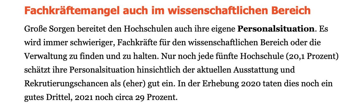 Anlässlich des @Research_Table-Meldung (s.u.) erinnere ich nochmal an meinen 🧵 aus dem Jahr 2021 darüber, was mit der personalmäßig eh auf Kante genähten dt. Wissenschaft passiert, wenn vermehrt Leute keinen Bock mehr haben, unter schlechten Bedingungen zu arbeiten. #IchBinHanna