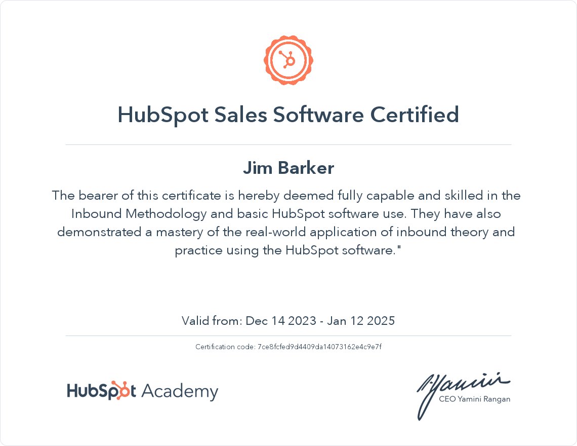 Achieved HubSpot Sales Software Certification from @HubSpotAcademy during World Certification Week. Get yours at bit.ly/2HF56xN app.hubspot.com/academy/achiev…