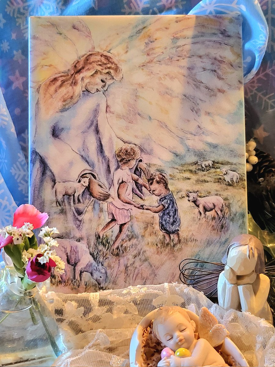 Gift an angel to watch over 🕊: Guardian Angel with Children tile, Tile backsplash, Tile hot pad, Angel of God Tile etsy.me/3Nrn7lu  #guardianangel  #babyshowergift #mothersdaygift #religiousgift #trivets #designertiles #holidaygifts #holidayshopping #Christmas