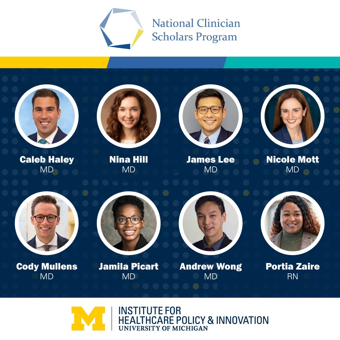 We're proud to introduce our new cohort of @ncspMICHIGAN scholars, who will join us in July! Congrats to all - welcome to our #healthservicesresearch community! More about them: ihpi.umich.edu/2024-2026-ncsp… @CalebHaleyMD @PortiaZaire @jamesd_lee @nmmott @Cody_Mullens @JamilaPicart