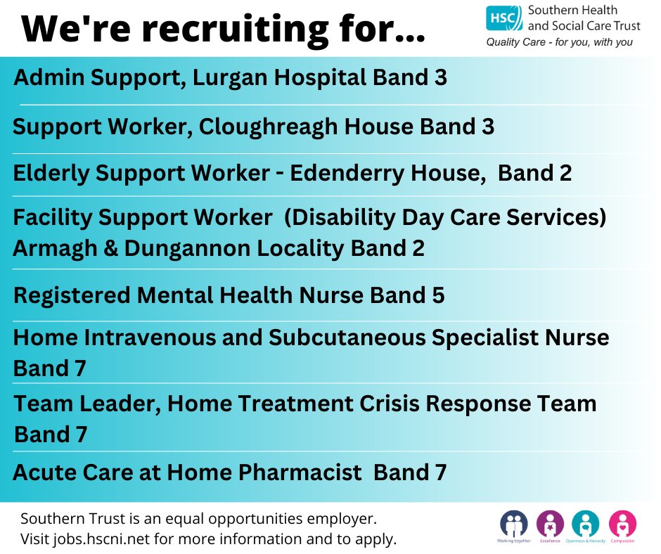 🏥Are you searching for a job in healthcare? ➡️Then take a look at our latest listings. 🔗 For more information and to apply please visit: jobs.hscni.net #teamSHSCT