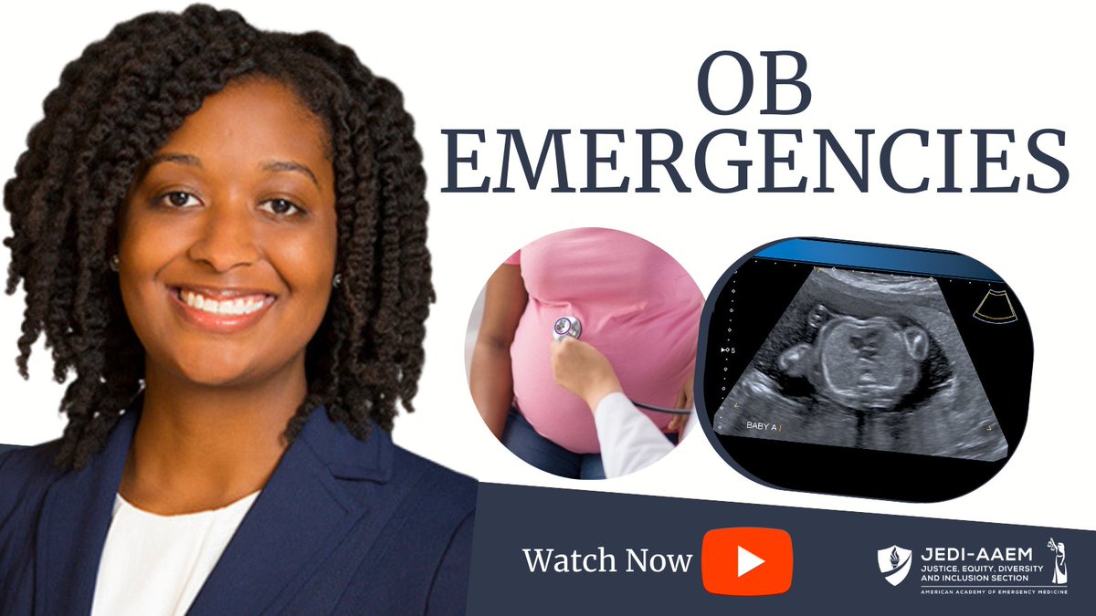 Learn more about #OBEmergencies, including topics such as ruptured ectopic pregnancy, placental abruption, postpartum hemorrhage, and eclampsia through Courtney Owens, MD's lecture! Watch Now: youtu.be/l97PJD_H8k8 #EmergencyMedicine #DiversityInMedicine #JEDIAAEM #MedTwitter