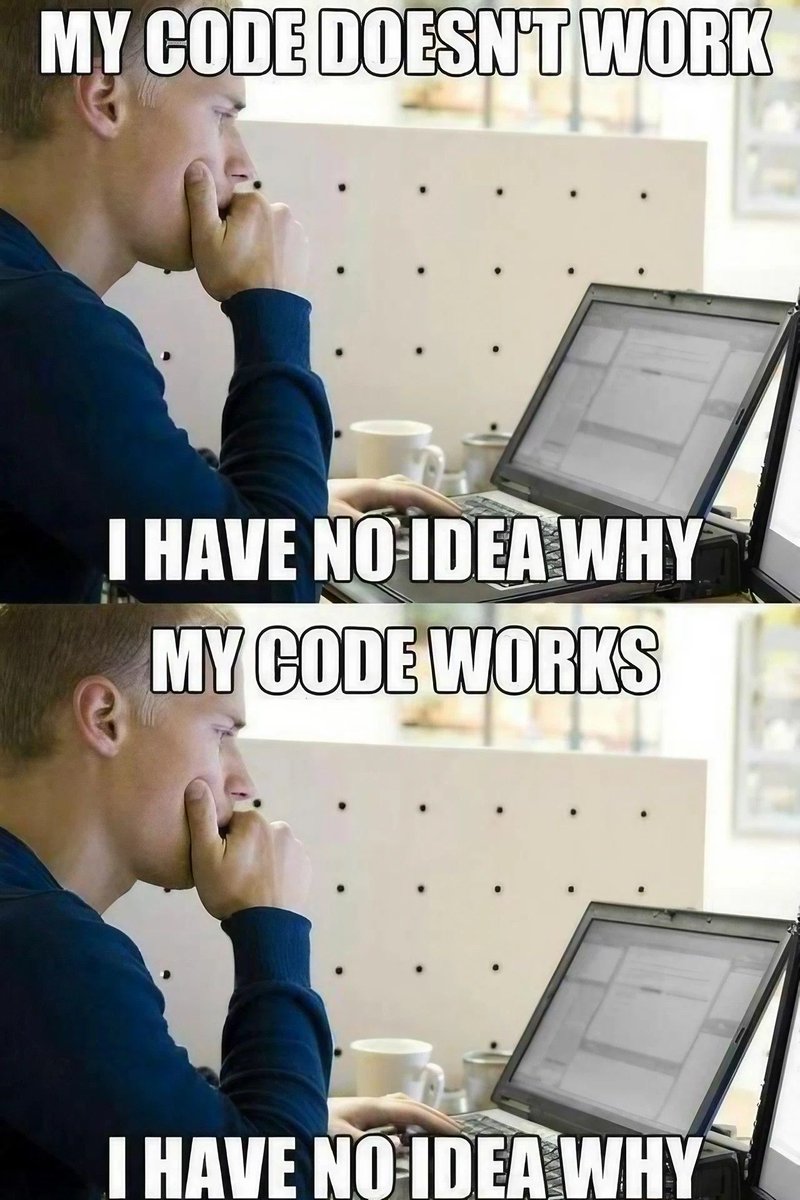 MrEXEfiles's tweet image. Just another day in the life of a programmer! 🤷‍♂️😅 

#Programming #CodingProblems #ProgrammerLife
