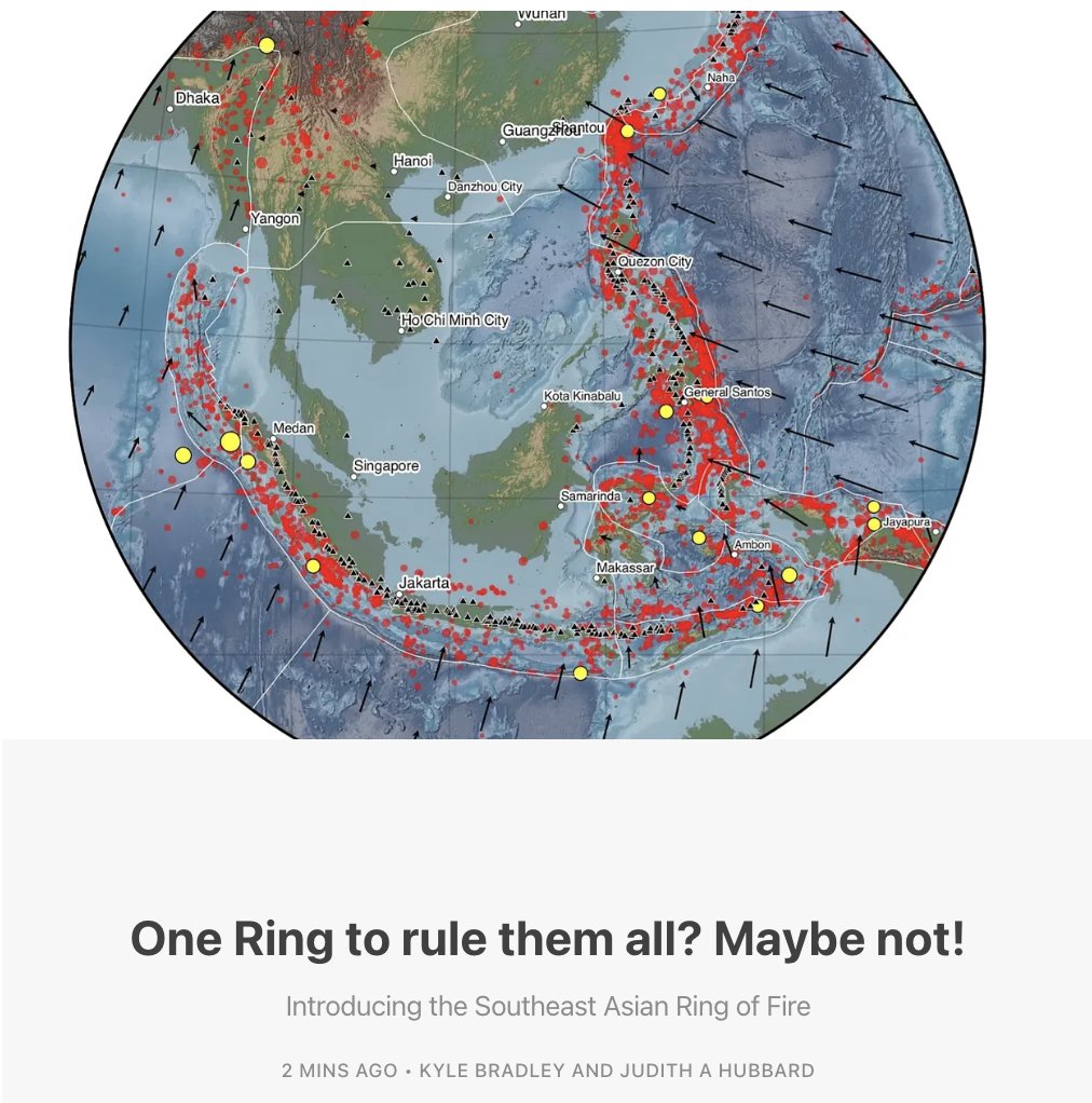 You've heard of the Pacific Ring of Fire. But you haven't heard of the Southeast Asian Ring of Fire! That's because we're defining it for the first time in our new blog post. We think these two features are distinct in important ways - check it out (link in my bio).