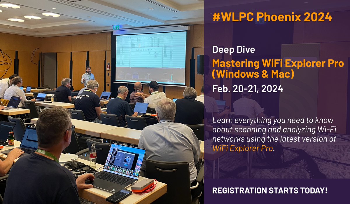 Registration for #WLPC Phoenix 2024 is live! Sign up today and join <a href="/adriangranados/">Adrián Granados</a> for a deep dive on WiFi Explorer Pro (Windows &amp; Mac). thewlpc.com/wlpcphx24regis…