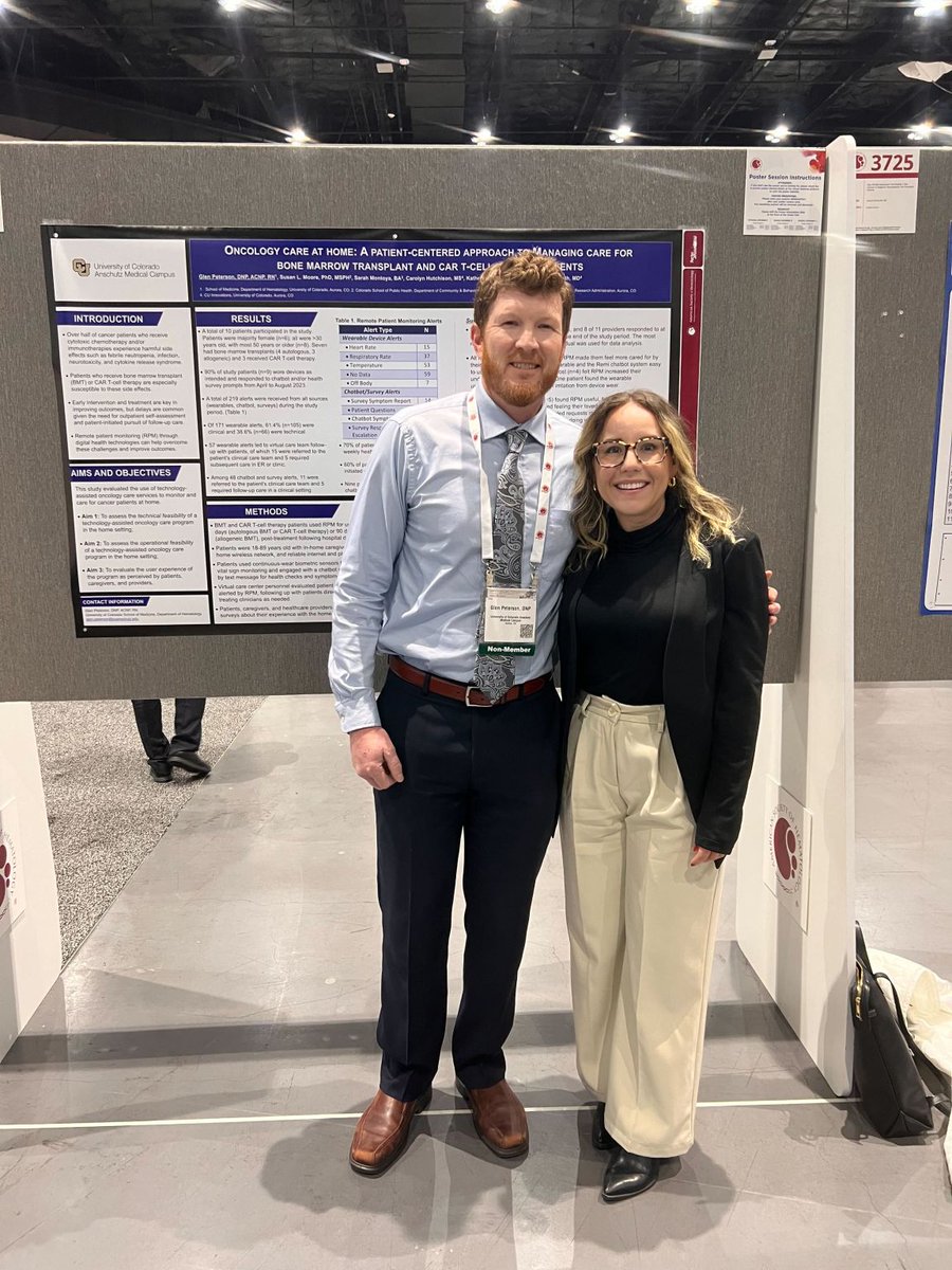 Congratulations to our friends, Glen Peterson, DNP, Rachel Brahler, RN, BSN, OCN, and the entire Reimagine Care team, for their successful presentation at the @ASH_hematology conference! Read more here: cuanschutz.edu/cu-innovations… #cuanschutz #cuinnovations #ASH23