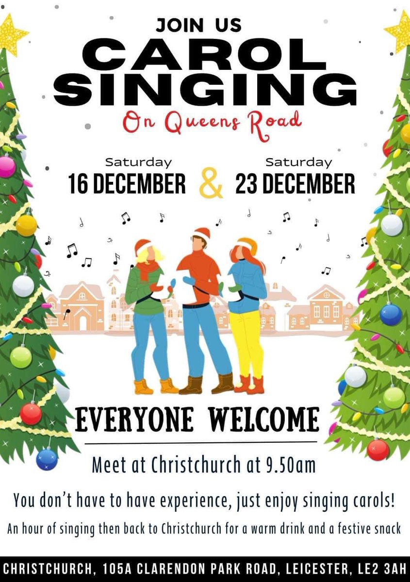We’ll be singing carols on Queens Road tomorrow morning! If you want to sing, join us at church at 9.50am, or at 9.15am for our prayer breakfast (with bacon butties)