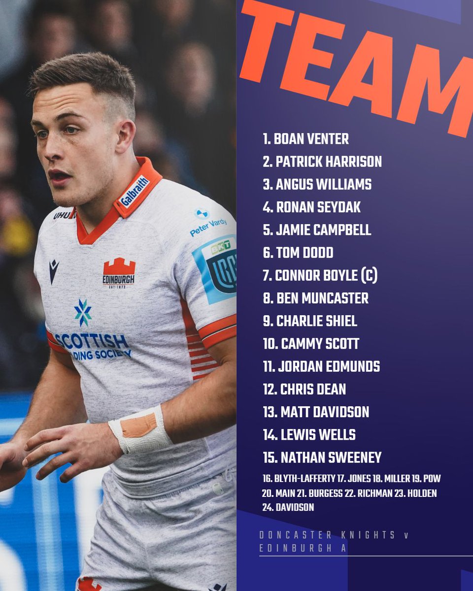 Edinburgh Rugby (@edinburghrugby) on Twitter photo A reminder of our 'A' team facing Doncaster Knights in a friendly at Castle Park this evening.
Follow <a href="/DoncasterKnight/">Doncaster Knights ๐</a> for score updates, with kick-off just over an hour away โ๏ธ A reminder of our 'A' team facing Doncaster Knights in a friendly at Castle Park this evening.
Follow <a href="/DoncasterKnight/">Doncaster Knights ๐</a> for score updates, with kick-off just over an hour away โ๏ธ
