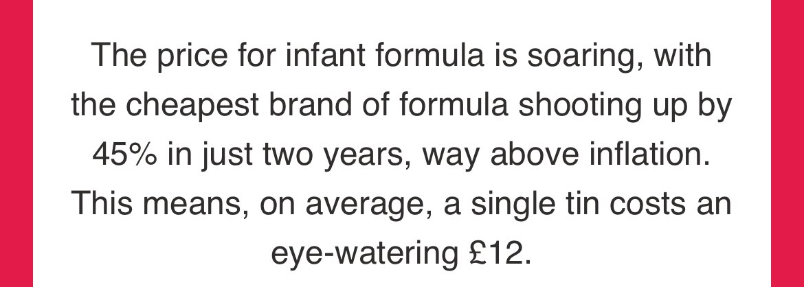 God! I had no idea about the increase in formula! Devastating for mothers who can’t or choose not to breast feed; potentially causing infant mortality. 

Info in image from <a href="/PreetKGillMP/">Preet Kaur Gill MP</a>