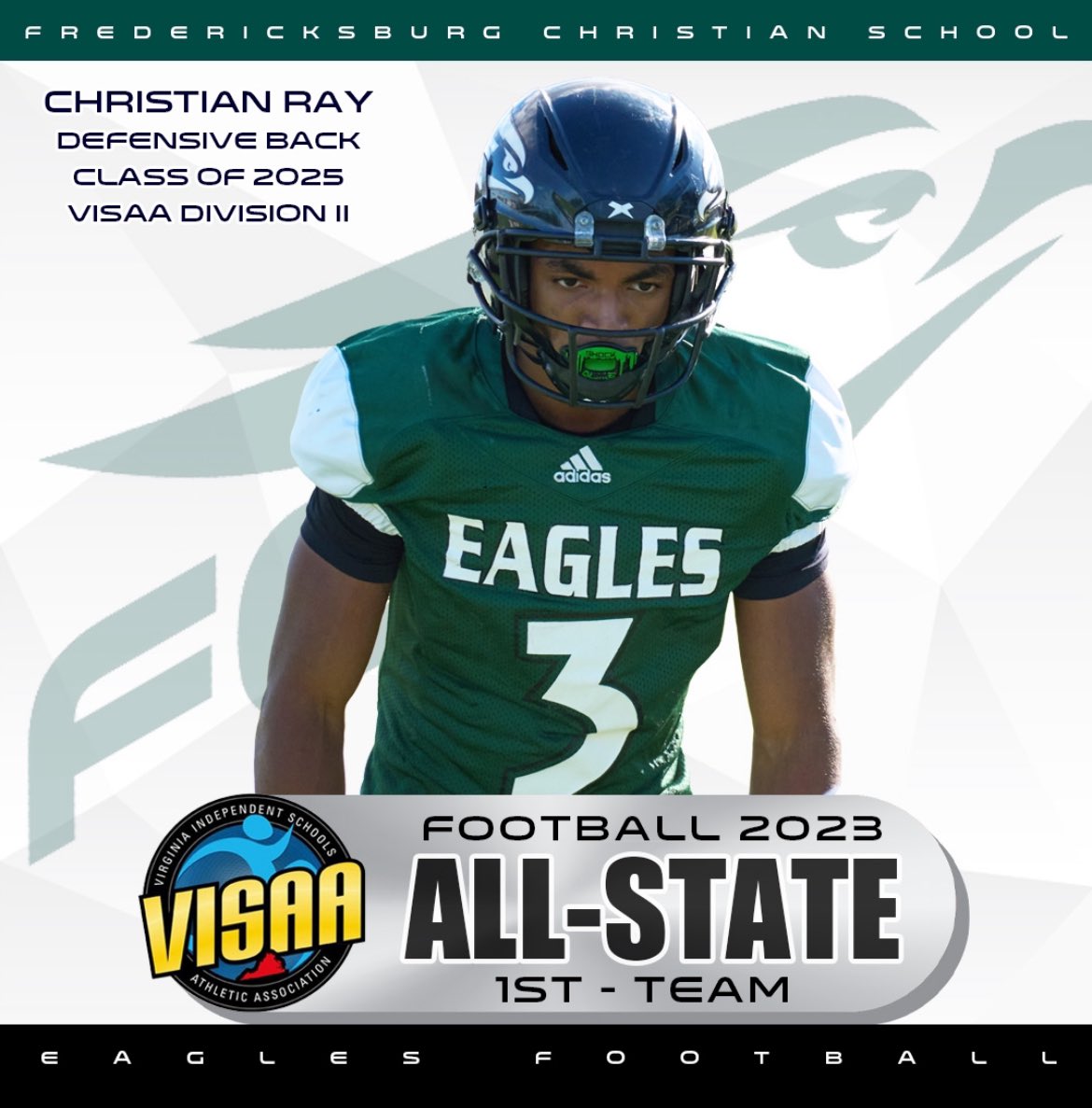 ChristianRay06's tweet image. Blessed to be named 1ST-TEAM ALL STATE DB and 2ND-TEAM ALL STATE RB!!!
