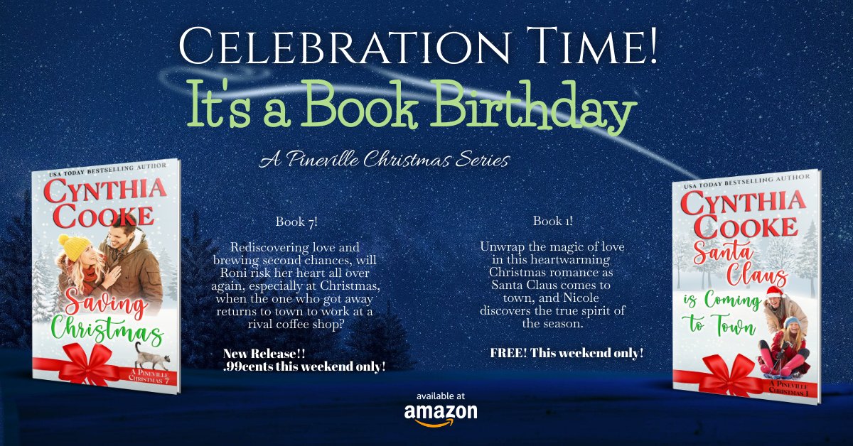 #newrelease, #BOOKBIRTHDAY, #amreadingromance 
Celebrate! SAVING CHRISTMAS, Book 7 is on a special .99cent sale, and Book 1-SANTA CLAUS IS COMING TO TOWN is FREE!
mybook.to/SCIsComingToTo…
mybook.to/SavingChristma…
Heartwarming holiday stories of friendships, love, and laughter!