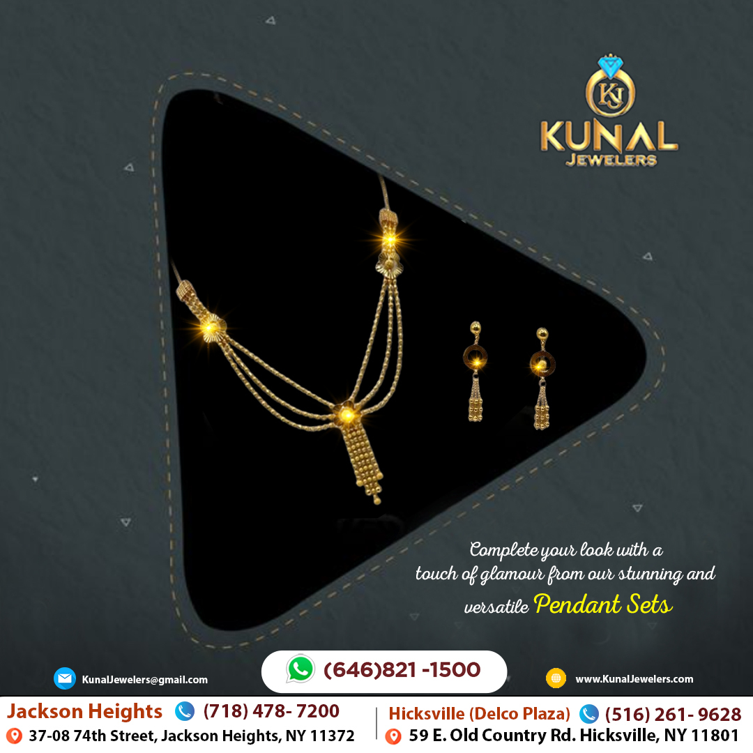KunalJewelers's tweet image. Transform your look with elegance! Explore our exquisite Pendant Sets for that perfect touch of glamour. Shop now at #KunalJewelers 

For the Latest Designs DM 📧 us or Call 📞(𝟕𝟏𝟖) 𝟒𝟕𝟖-𝟕𝟐𝟎𝟎

#pendant #pendantset #pendantnecklace #GoldNecklaceSet #Necklaceset #necklaces