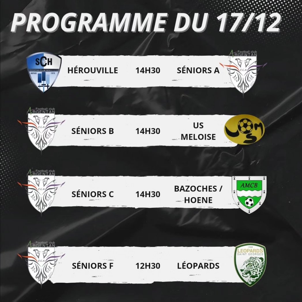 Voici le programme de ce week-end :⚫⚪