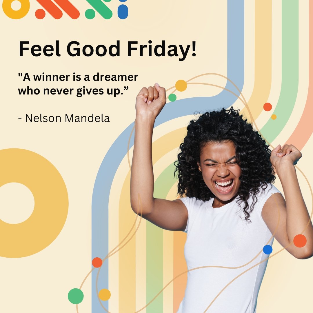 Feel Good Friday!

'A winner is a dreamer who never gives up.” - Nelson Mandela 

As we get closer to the end of 2023 we want to salute everyone who has persevered and relentlessly exceeded the limits.

#FridayQuote #MotherlandOMNi #NelsonMandelaQuote