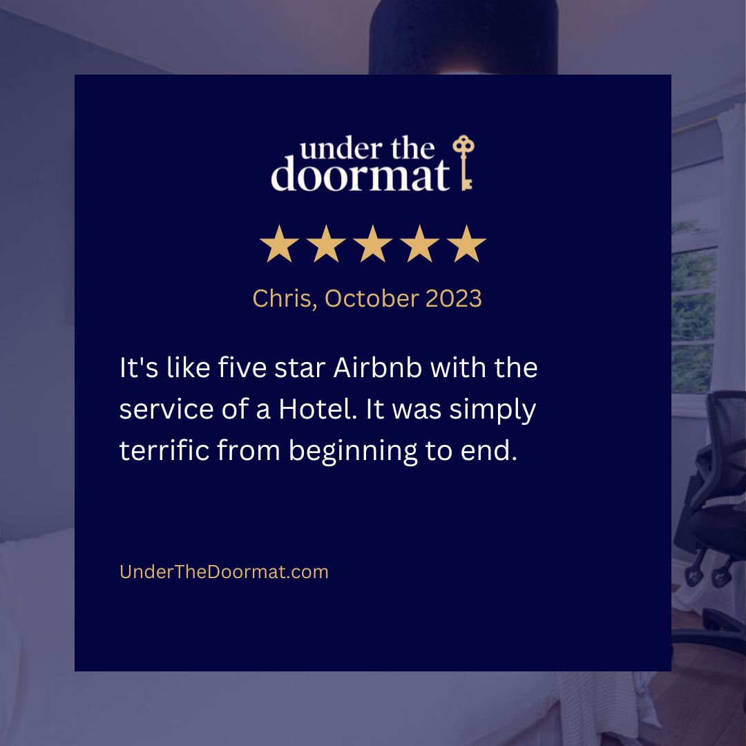 The hotel-style service is one of the many things guests love about UnderTheDoormat. We'll check you in, in person, and make sure you have everything you need throughout your stay. ✨

Book a home-away-from-home for your next trip. eu1.hubs.ly/H06F7NQ0 🔗 🏡