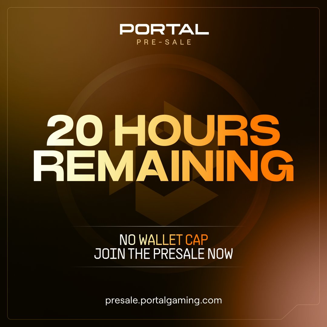 The Portal Presale is LIVE. 20 hours to go in the fastest-selling presale of 2023. No wallet cap and open to all. Unsuccessful payments will be refunded.