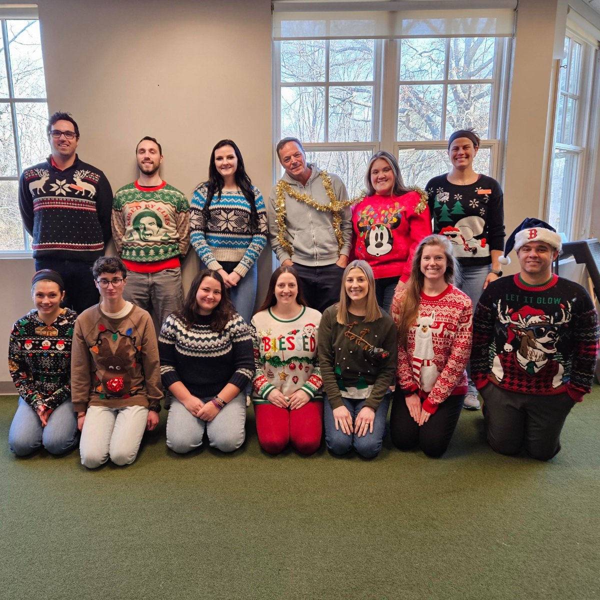 HighbarHealth's tweet image. Our Warwick team is getting into the holiday spirit, dressing down for a good cause in their Christmas sweaters! 🎄 We are supporting #ToysforTots and the #Pawlidays drive for We&apos;re Here for the Dogs this month. We&apos;re grateful to everyone who has donated! 🎁 #CareToWear